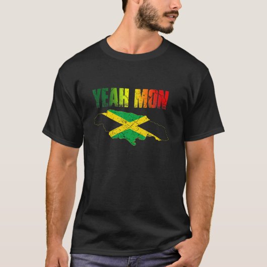 Ja Mon Jamaican Flag Vacation Retro Jamaica Regg T-shirt (Voorkant)