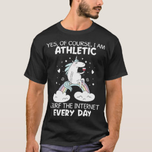 Ja natuurlijk ben ik atletisch Ik Surf de eenhoorn T-shirt