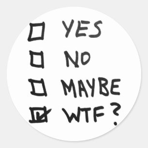 Ja, nee, misschien WTF naast de controledozen Ronde Sticker