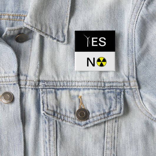 JA NEEN VIERKANTE BUTTON 5,1 CM (In situ)