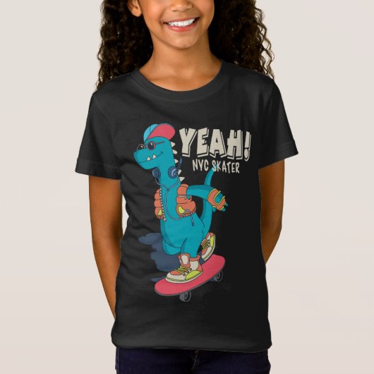 Ja! NYC Skater Dinosaur Funny Graphic T-shirt (Voorkant)