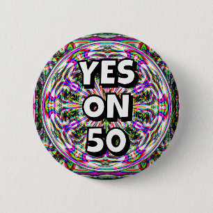 Ja op 50 (u kunt de woorden wijzigen) ronde button 5,7 cm