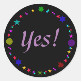 Ja, op Colorful Retro Stars op zwarte Stickers