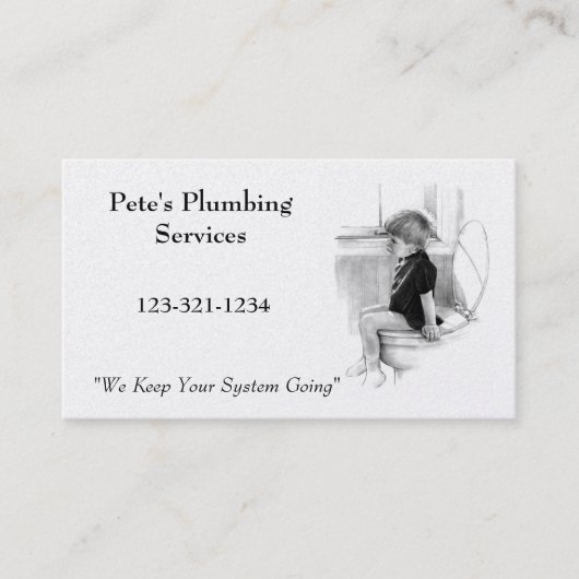 JA OP POTTY: Plumvebedrijf: Potcil Art Visitekaartje (Voorkant)