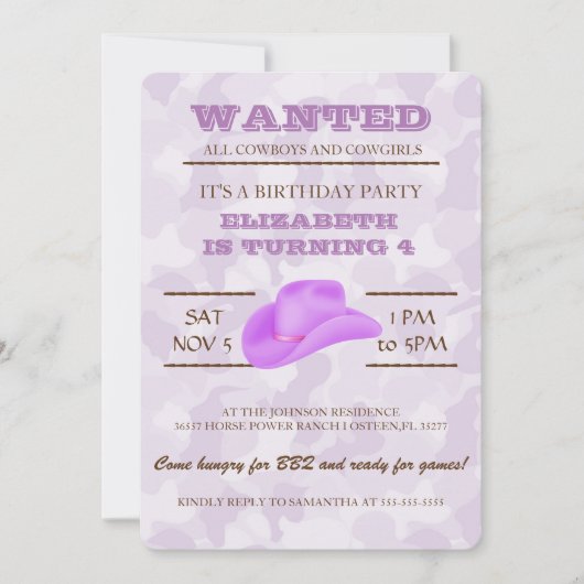 Ja! Paarse uitnodiging voor een wedstrijd van Birt (Voorkant)