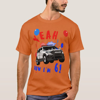 Ja Politie Auto Verjaardag 6 Jaar oude jongens vri T-shirt