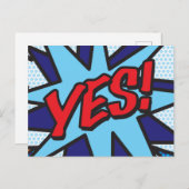 JA Retro Pret Comic Boek Pop Art Aankondigingskaart (Voorkant / Achterkant)