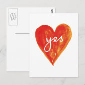 Ja, rood hart met tekst briefkaart (Voorkant / Achterkant)