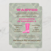 Ja! Roze Cowgirl Uitnodiging (Voorkant / Achterkant)