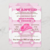 Ja! Roze Cowgirl Uitnodiging (Voorkant / Achterkant)