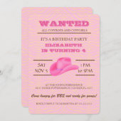 Ja! Roze Cowgirl Uitnodiging (Voorkant / Achterkant)