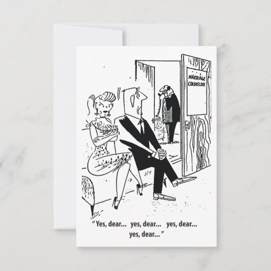 Ja schat, humor, huwelijksadviseur, grappig save the date (Voorkant)