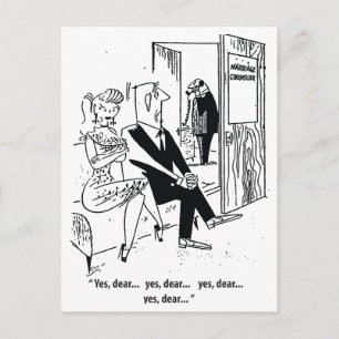 Ja schat, humor voor huwelijksadviseur, vintage  briefkaart