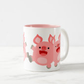 JA! Schattigee Cartoon Pigs Mok (Voorkant rechts)