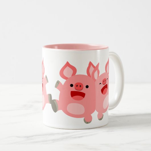 JA! Schattigee Cartoon Pigs Mok (Voorkant rechts)