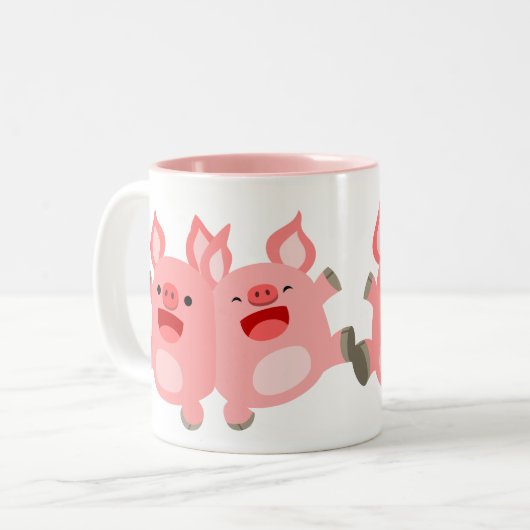 JA! Schattigee Cartoon Pigs Mok (Voorkant links)