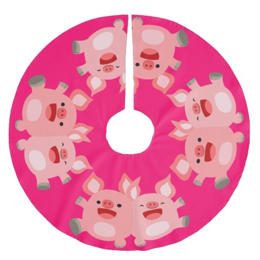 JA! Schattigee Cartoon Pigs Tree Rok Kerstboom Rok (Voorkant)