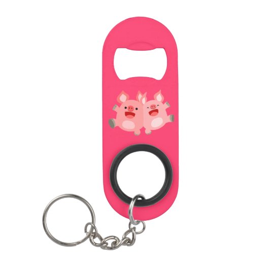 JA! Schattigee Cartoon Varkens Flesopener Sleutelh Mini Flessenopener (Voorkant)