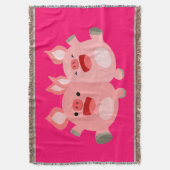 JA! Schattigee Cartoon Varkens Gooi Deken (Voorkant Verticaal)