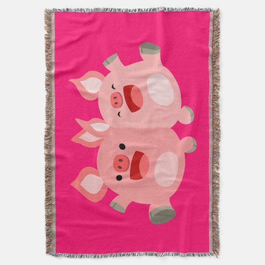JA! Schattigee Cartoon Varkens Gooi Deken (Voorkant Verticaal)
