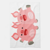 JA! Schattigee Cartoon Varkens Keukenhanddoek (Verticaal)