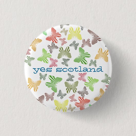 Ja Scotland Retro Butterflies Button Badge (Voorkant)