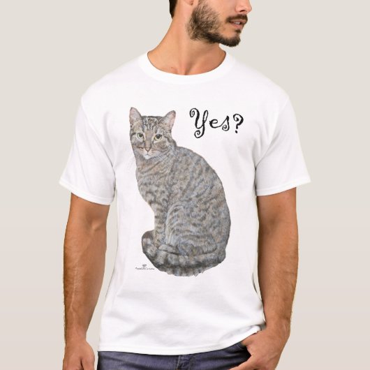 Ja? Tabby Cat is geopend T-shirt (Voorkant)
