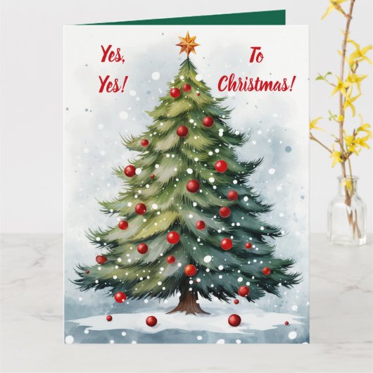 Ja tegen Kerstmis! Kaart (Gele Bloem)