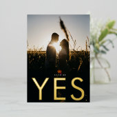 JA | Ultra Modern Gold Photo Save Our Date Folie Uitnodiging (Staand Voorkant)