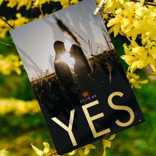 JA | Ultra Modern Gold Photo Save Our Date Folie Uitnodiging