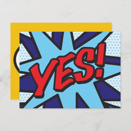 JA Uw Bericht Spraakballon Fun Retro Aankondigingskaart (Voorkant / Achterkant)