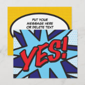 JA Uw Bericht Spreekballon Fun Retro Aankondigingskaart (Voorkant / Achterkant)