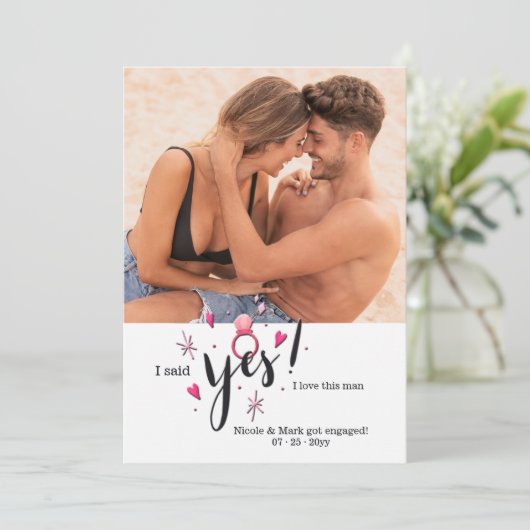 Ja Verloving Aankondiging foto (Staand voorkant)