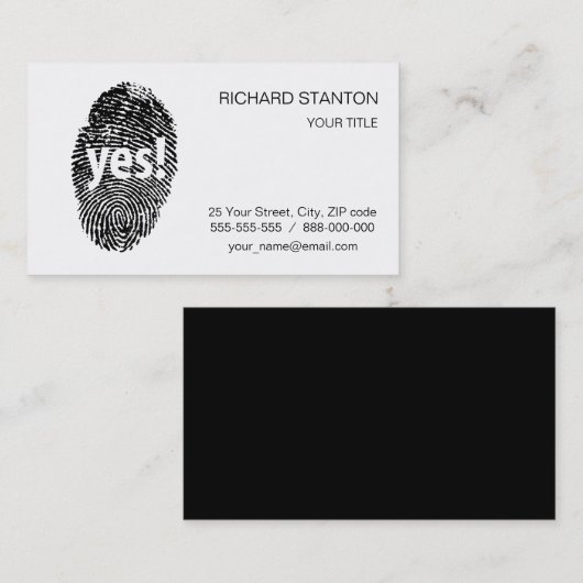 Ja: vingerafdruk visitekaartje (Voorkant / Achterkant)