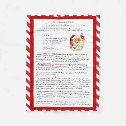 Ja, Virginia, er is een kerstman. Fleece Deken (Voorkant)