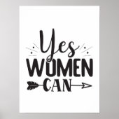Ja, vrouwen kunnen, afdrukbare Wall Art-citaat voo Poster (Voorkant)
