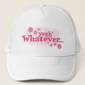 Ja, wat dan ook... rood roze pet. trucker pet (Voorkant)