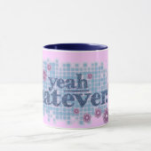 Ja wat... denim blauw & roze tiener mok (Midden)