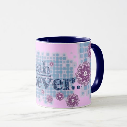 Ja wat... denim blauw & roze tiener mok (Voorkant rechts)