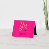 Ja We Do Hot Pink Gold Wedding gastenkaart Bedankkaart (Voorkant)