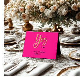 Ja We Do Hot Pink Gold Wedding gastenkaart Bedankkaart