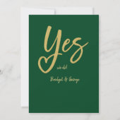 Ja We Do smaragdgroen Goud save the date card (Achterkant)
