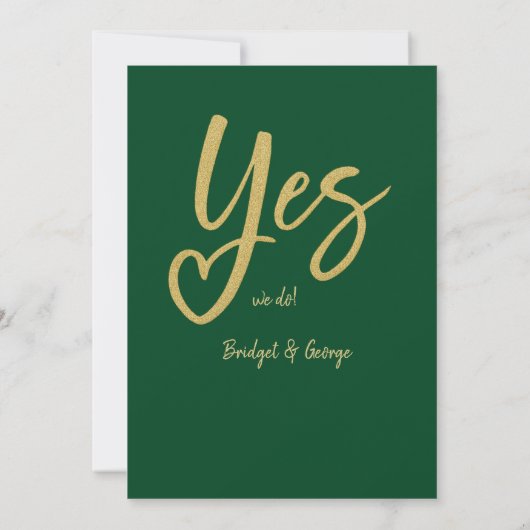 Ja We Do smaragdgroen Goud save the date card (Achterkant)
