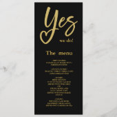 Ja We Doen elegant Zwart Goud Trouwmenu Programmakaart (Voorkant)