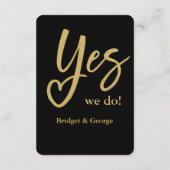 Ja We doen elegante Black Gold bruiloft Informatiekaartje (Achterkant)