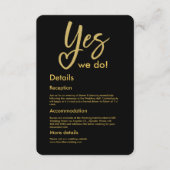 Ja We doen elegante Black Gold bruiloft Informatiekaartje (Voorkant)