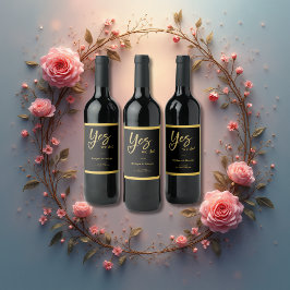 Ja We doen elegante Black Gold bruiloft Wijn Etiket