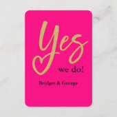 Ja, we doen niet roze gouden bruiloft informatiekaartje (Achterkant)