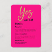 Ja, we doen niet roze gouden bruiloft informatiekaartje (Voorkant)