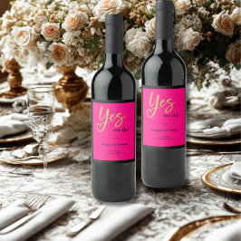 Ja, we doen niet roze gouden bruiloft wijn etiket